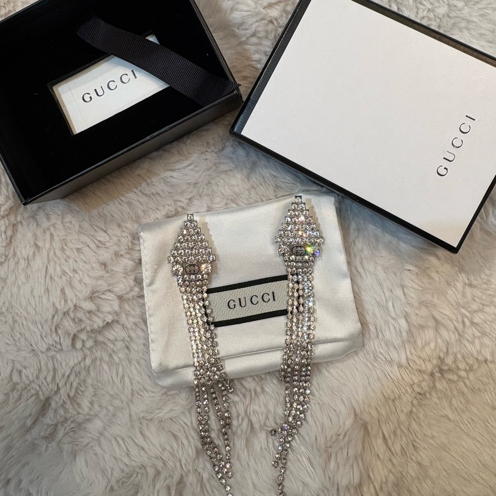 Gucci Silver crystal earring Brand New